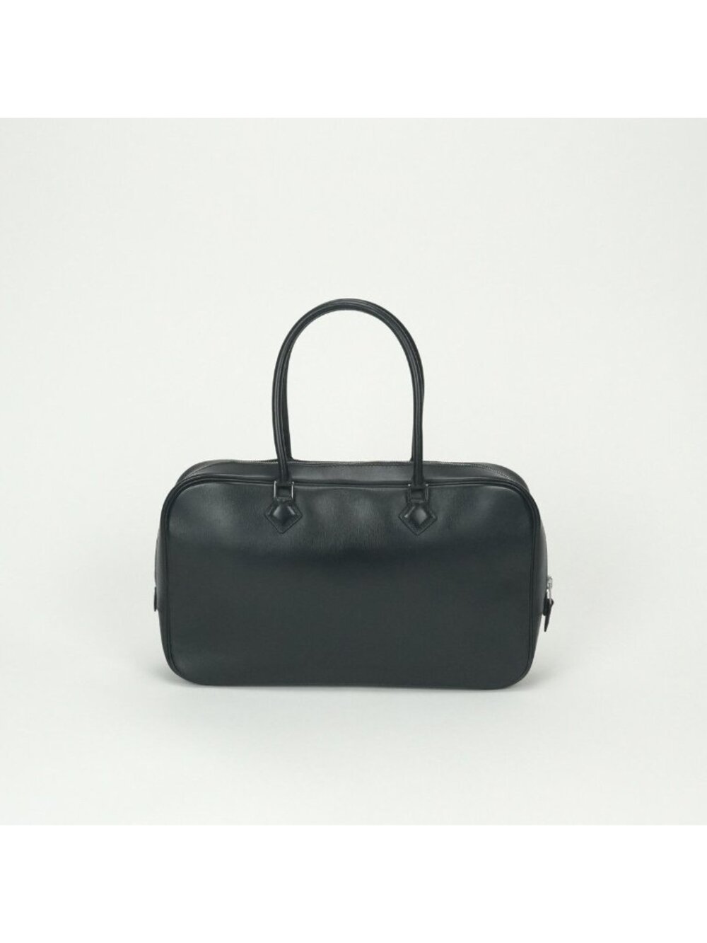 Hermes Plume Elan 28 Tote Box Calf Noir Black Silver Handbag